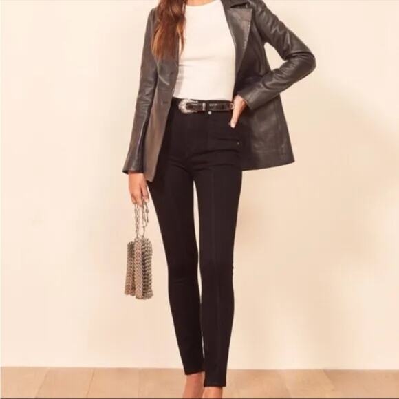 Reformation Denim - Reformation Misa High & Skinny Black Jeans Front Seam Pockets Sz 29